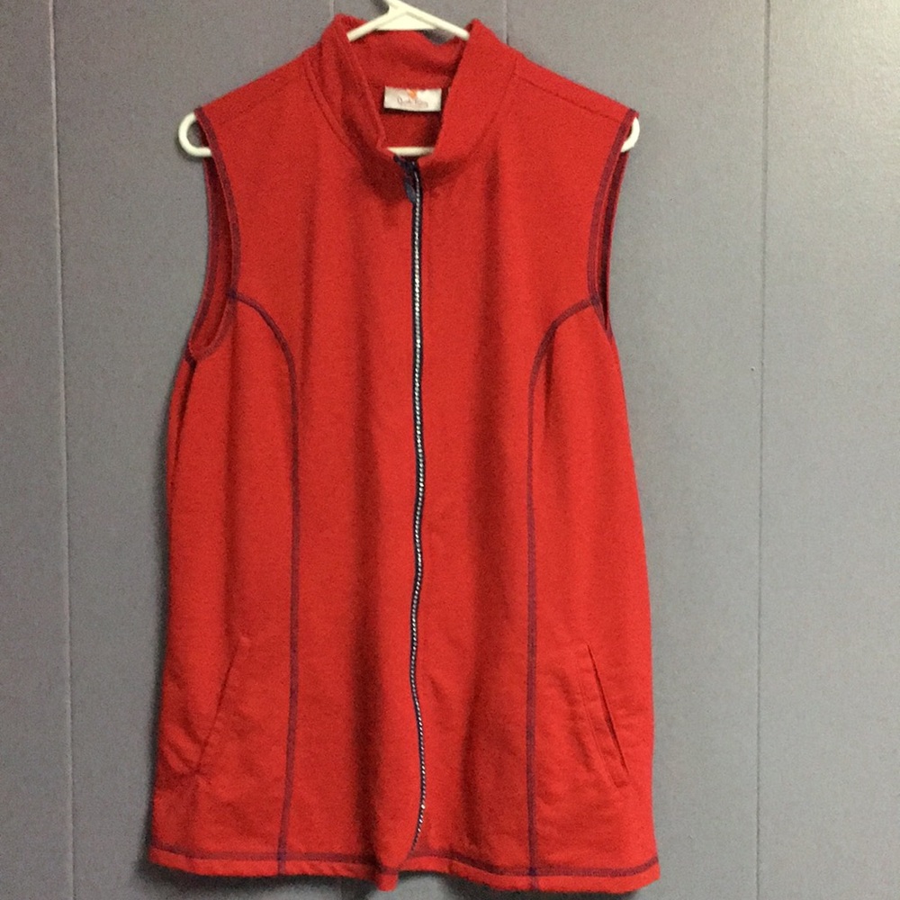 Quaker Factory Red Sleeveless Jacket
